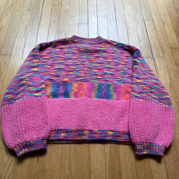 POL Size M Multicolor Pink Rainbow Colorful Confetti Boxy Oversized Sweater - Picture 15 of 16